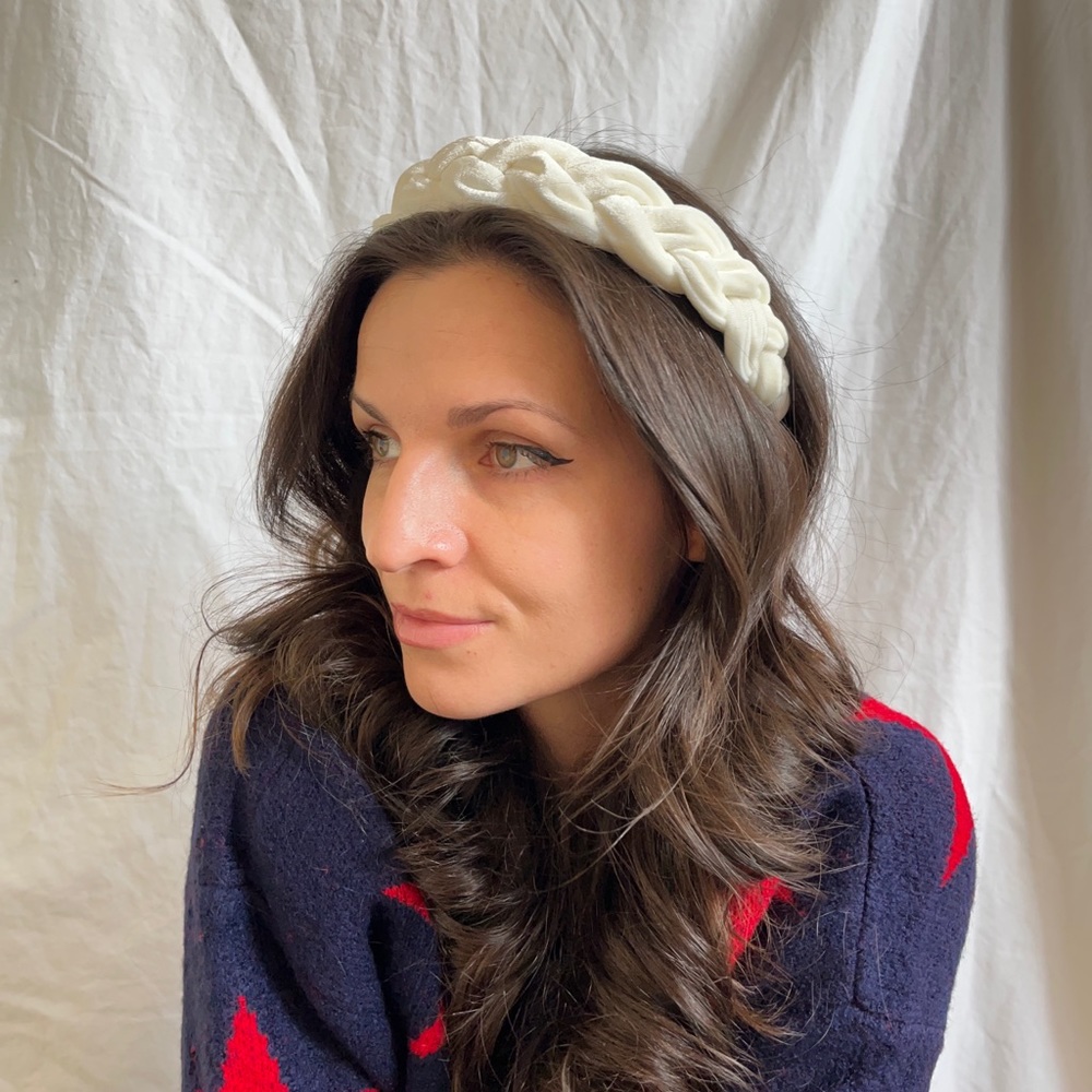 ▪️NEW • Braided White Velvet Headband •